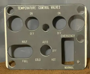 VTG Aircraft Aviation Instrument Panel Cover Jetstar JR628-19 Temperature Valves
